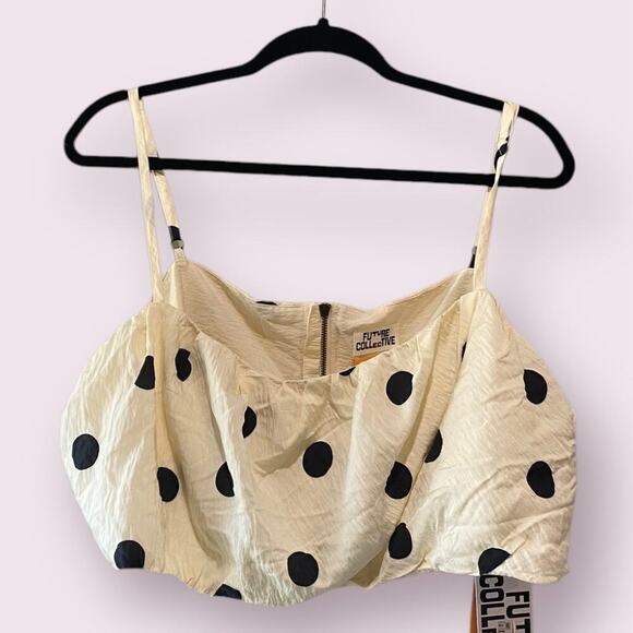 Future Collective Cream/Black Polka Dot Crop Top Size 2X Jenny K Lopez - Picture 2 of 8
